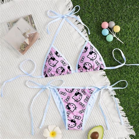 Kawaii Sanrio Hello Kitty Bikini Set Cute Anime Y2k Swimsuit Panties