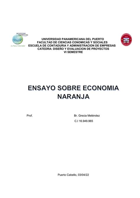 Ensayo Sobre Economia Naranja Pdf