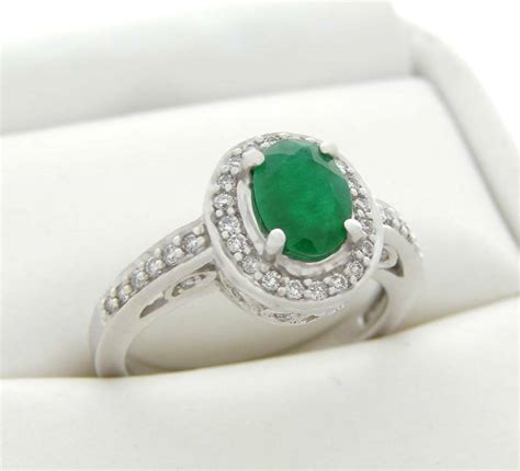 DIAMOND EMERALD RING GREEN EMERALD NATURAL GEMSTONE - Gem