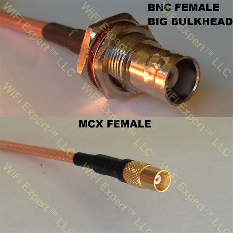 RG316 BNC FEMALE BIG BULKHEAD To MCX FEMALE Coaxial RF Pigtail Cable