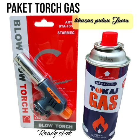 Jual Paket Gas Torch Portable Safety Pematik Gas Kompor Api Blow Torch