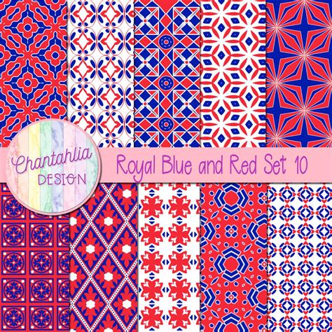 Free Royal Blue And Red Digital Papers With Patterned Designs