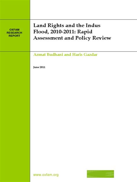 Land Rights and The Indus Flood, 2010-2011: Rapid Assessment and Policy ...