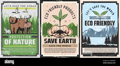 Save Earth And Protect Planet Vintage Posters Ecology And Environment