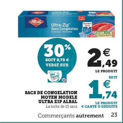 Offre Sacs De Congélation Moyen Modèle Ultra Zip Albal chez U Express