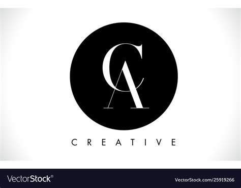 ca letter design logo  black  white colors vector image