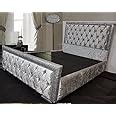 Mm08enn Crushed Velvet Upholstered Glitter Bed Frame In Size 4ft6 5ft