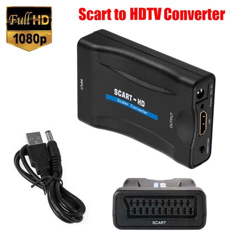 P Scart To Hdmi Audio Video Converter Usb A To Dc Cable For Hd Tv