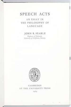 Speech Acts Philosophy of Language John Searle First Edition Signed