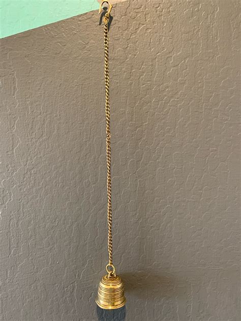 Ethnic Brass Temple Bell Hanging Bell With Chain Ornamental Etsy