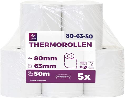 Thermorollen 80mm x 50m x 12mm Kassenrollen Bonrollen für