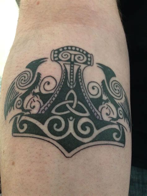 Mjolnir And Ravens Odin Thought Memory Tattoos Mjolnir Tattoo