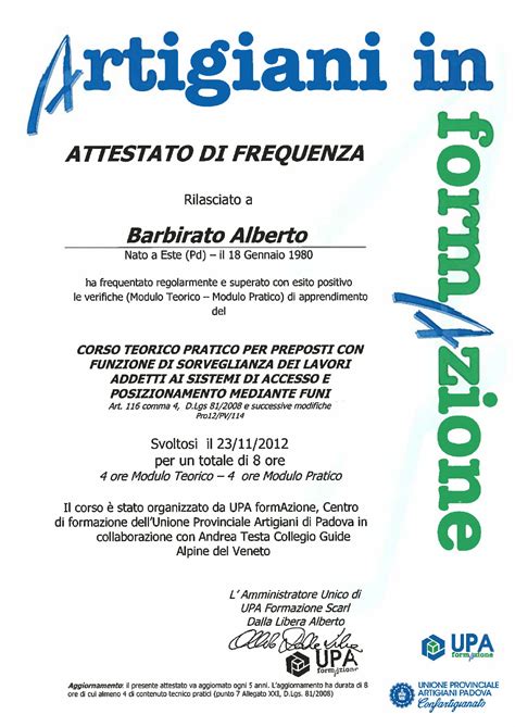 Certificazioni E Attestati Di Abilitazione Al Lavoro In Fune