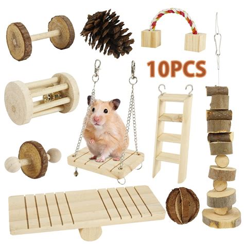 Hamster Chew Toys, Rabbit Gerbil Chew Toys for Teeth, Climbing Ladder ...