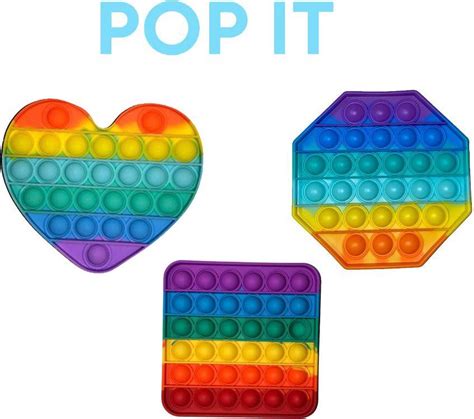 Pop It Met Regenboog Kleuren Xxl Formaat In Pakket Fidget Toy