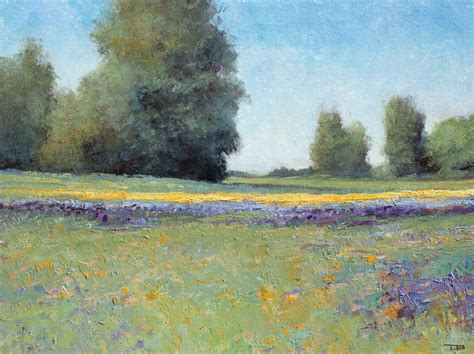 Summer Flower Field 220703, impressionist landscape oil painting.