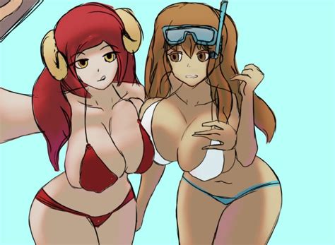 Rule 34 2girls Bikini Breasts Brown Hair Elle Hypixel Skyblock Female Hypixel Hypixel