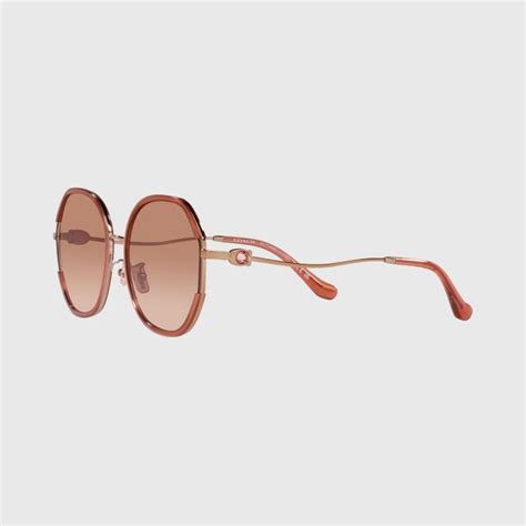 COACH Metal Rose Gold/Amber Brown Gradient Sunglasses 59