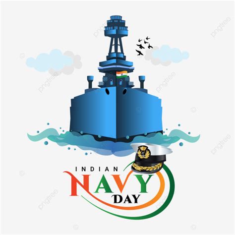 Indian Navy Day Greeting With Lettering And Ship Illustration Indian