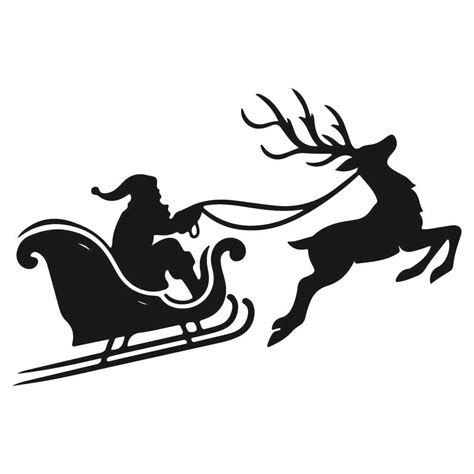 Free Christmas Santa Sleigh SVG Black And White SVG Vector File For