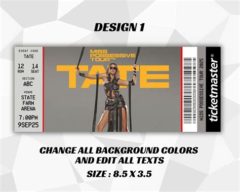 Custom Personalised TATE MCRAE Miss Possessive Concert World Tour