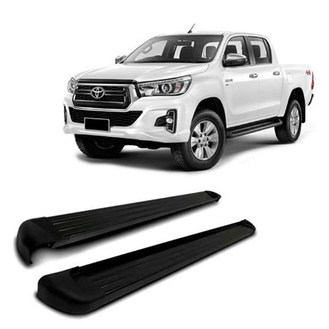 Estribo Lateral Alumínio Preto p Hilux 2016 até 2023 Cabine Dupla