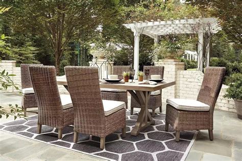 Beachcroft Beige Rectangular Outdoor Dining Set 1stopbedrooms