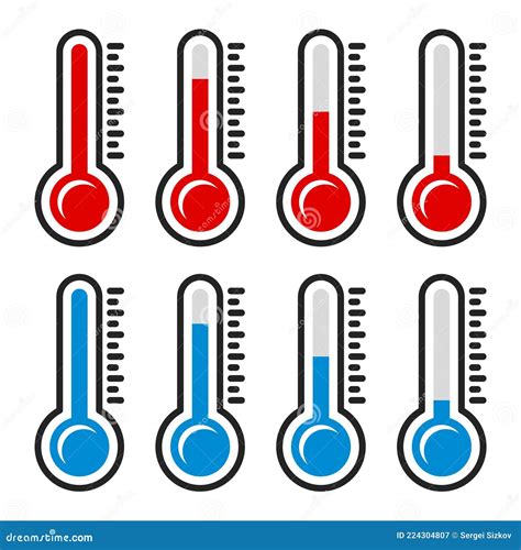 Red And Blue Thermometer Icons Set Vector Stock Vector Illustration Of Icon Heat 224304807