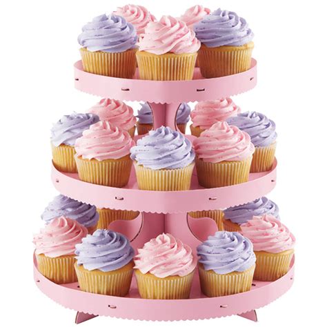 Wilton Tier Disposable Cupcake Display Stand With Pink Borders