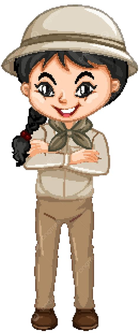 Girl In Safari Outfit On White Background Acting Clip Art Act Vector ...