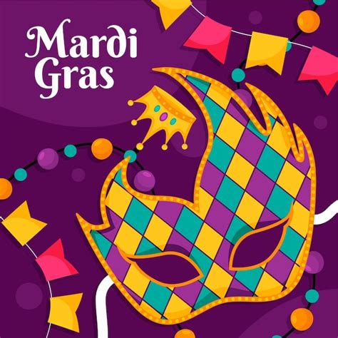 Premium Vector Flat Illustration For Mardi Gras Festival