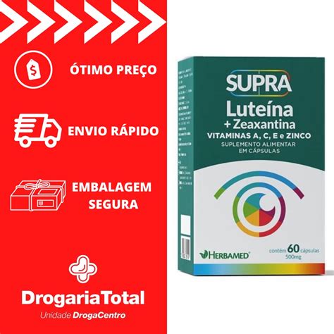 Supra Luteína Zeaxantina 500 mg 60 cápsulas vitamina A C E Zinco