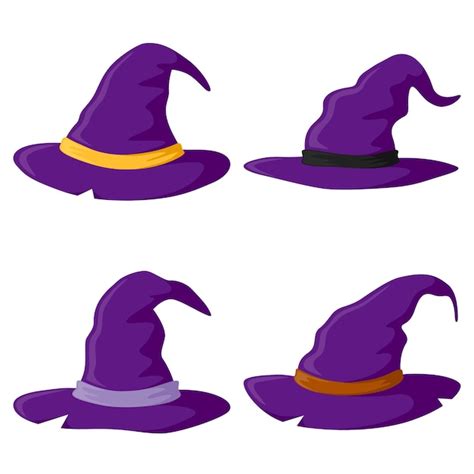 Premium Vector Set Of Wizard Hat Isolated On White Background