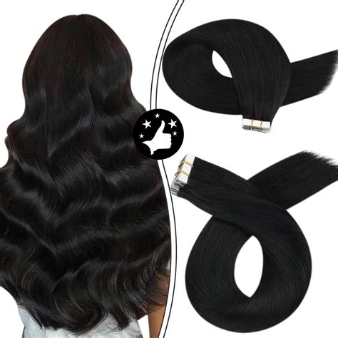 Amazon Moresoo Black Tape In Hair Extensions Human Hair Invisible