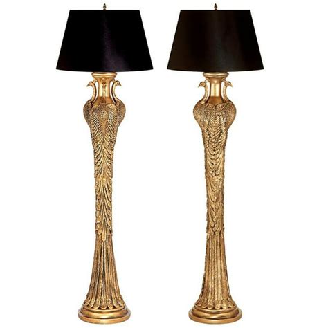 Design Toscano Peacock Panorama Sculptural Floor Lamp Set Of Two