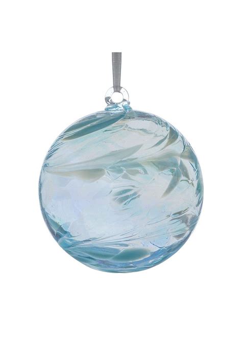 Decorative Accessories Sienna Glass 10cm Birthstone Ball March Aquamarine Sienna Glass