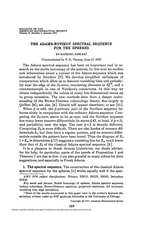 The Adams Novikov Spectral Sequence For The Spheres DocsLib