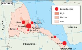 Eritrea population digital map | Digital Maps. ©Netmaps UK.