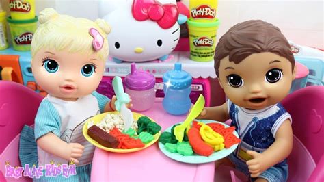 Baby Alive Otavinho E Sara Comendo Almocinho De Massinha Play Doh Baby