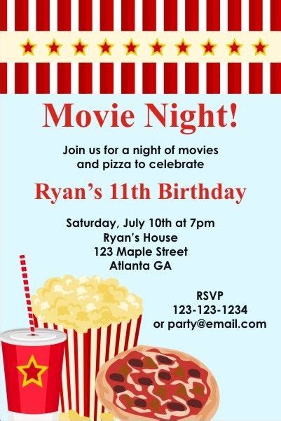 Movie Night Invitation Click To Personalize Movie Night Invitations