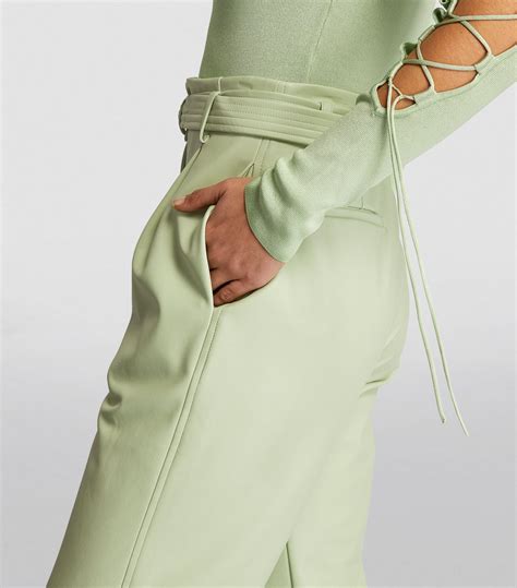 Womens LAPOINTE Green Faux Leather Trousers Harrods UK