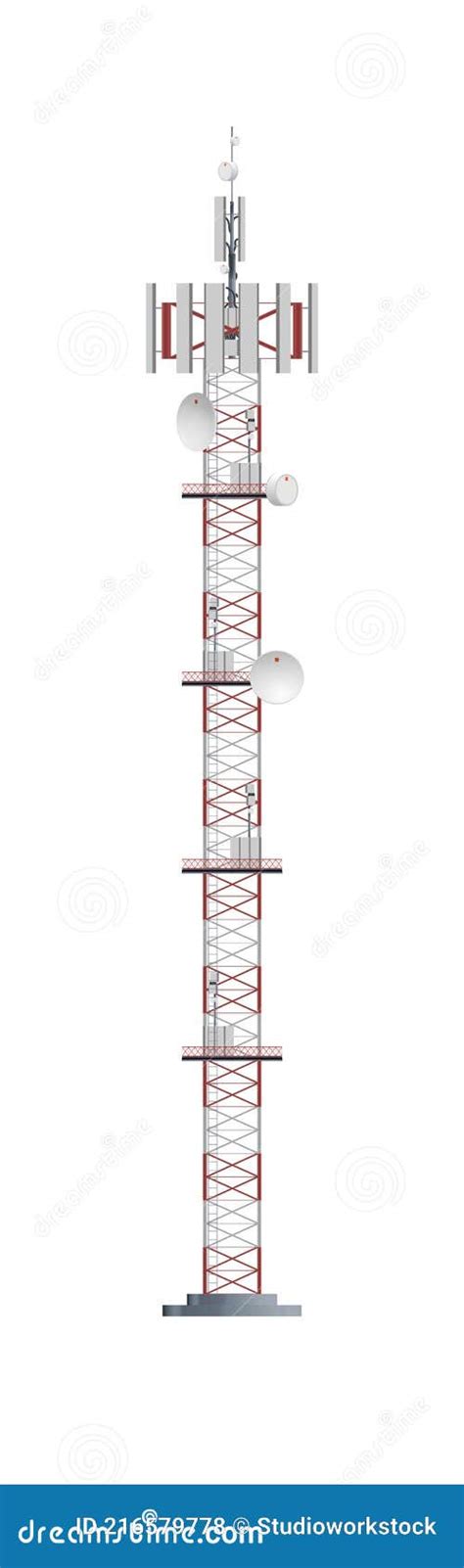 Mobile Telecommunication Tower With Antennas Stock Vector