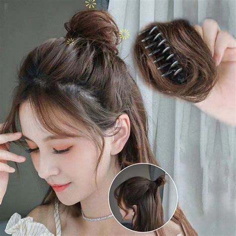 New Fanshion Girls Straight Curly Hair Bun Claw Claw Chignon Synthetic Messy Buns Hair Clamps