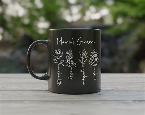 Custom Mamas Garden Birth Month Birth Flower Mug Plant Mom T Ideas