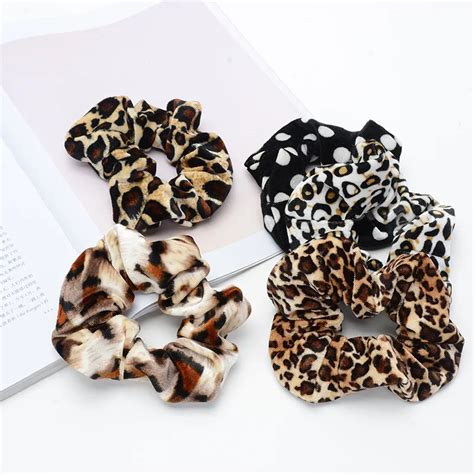 Mode M Dchen Frauen Samt Haar Zubeh R Leopard Print DotTie Scrunchie