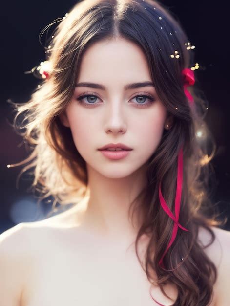 Premium Ai Image Portrait Of Beautiful Women With Ribbon On Hair