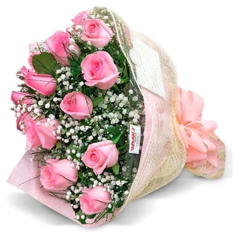 Buquê 12 Rosas Cor de Rosa Floricultura Taquari Flores