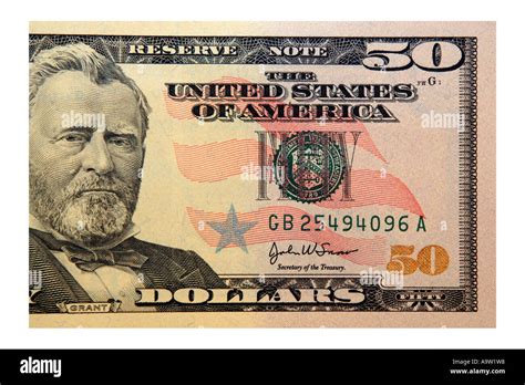 The Front Of An American 50 Dollar Bill With The Image Of General Stock