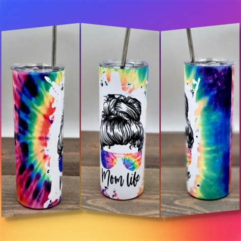 Mom Life Sunflower Tie Dye 20oz Skinny Tumbler Momlife Etsy