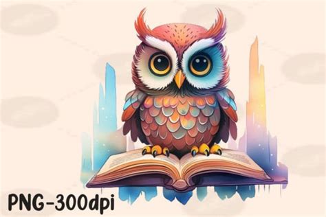 Cute Owl Reading Open Book Sublimation Graphic By PrintExpert